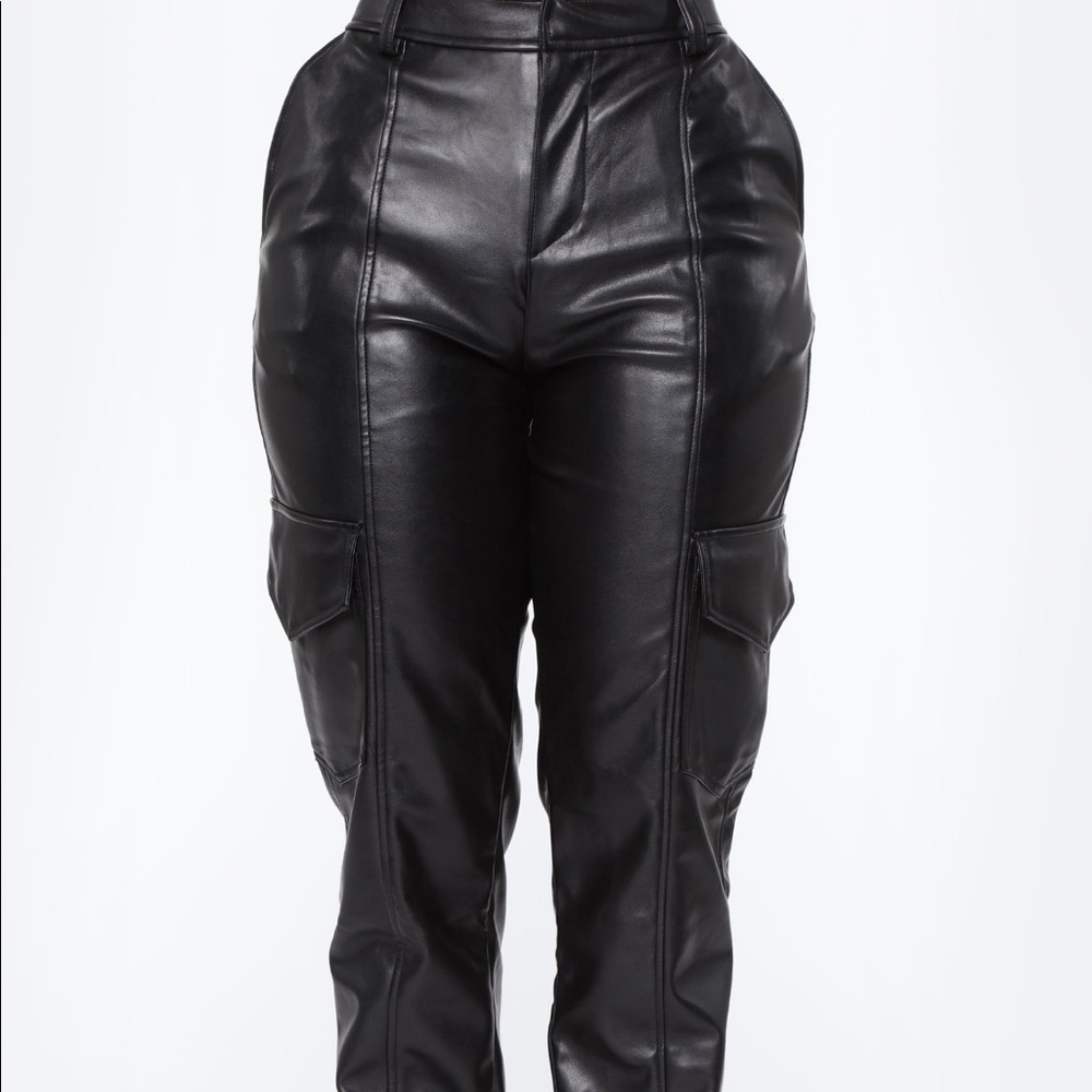 Leather khaki pants
